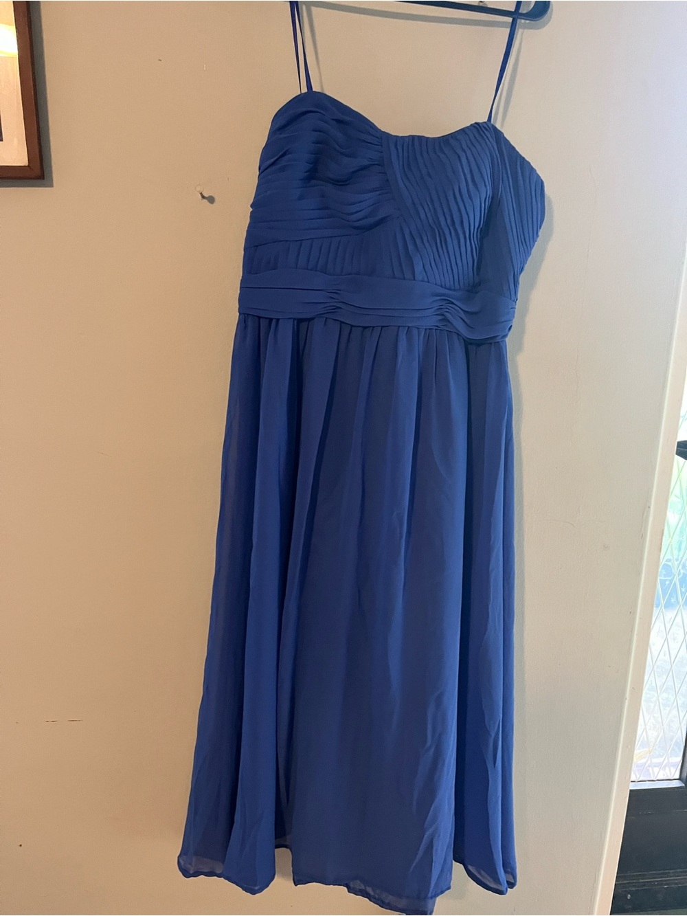 Blue strapless Chiffon Dress